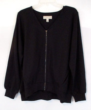 The Muses Closet French Terry Zip-front Jacket-black-medium-new-a389672