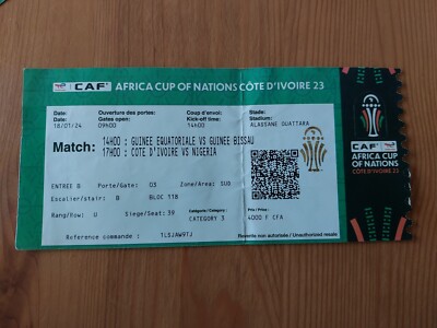 Used Ticket Africa Cup of Nations 2024 Ä.Guinea Bissau Ivory Coast Nigeria