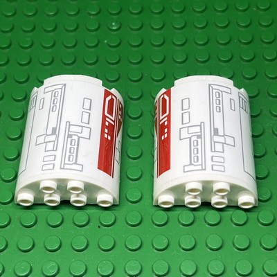 2x Lego 6259pb042L Bluish Gray and Red Mechanical Rectangles on White Background
