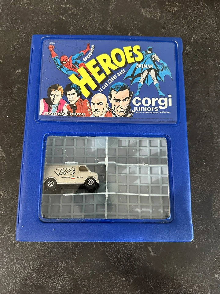 Vintage Corgi Junior Heroes 12 Car Case Batman Spiderman With Chevrolet Van Jaws - Image 2 of 4