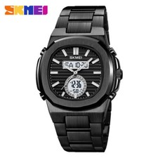 SKMEI Men Quartz Watch Steel Military Wristwatch Male Digital LED Sport Watches