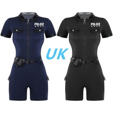 UK Women Sexy Policewoman Role Play Costume Halloween Police Cosplay Uniform Set