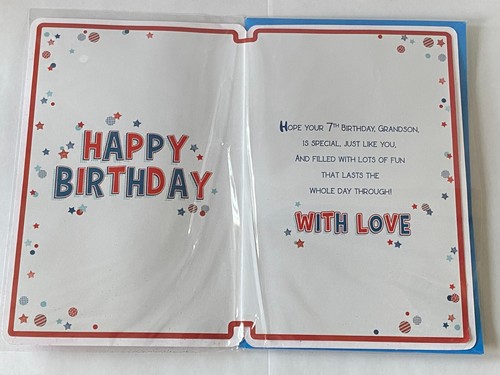 Grandson 7th Age 7 Seven Seventh Birthday Card - Picture 5 of 6