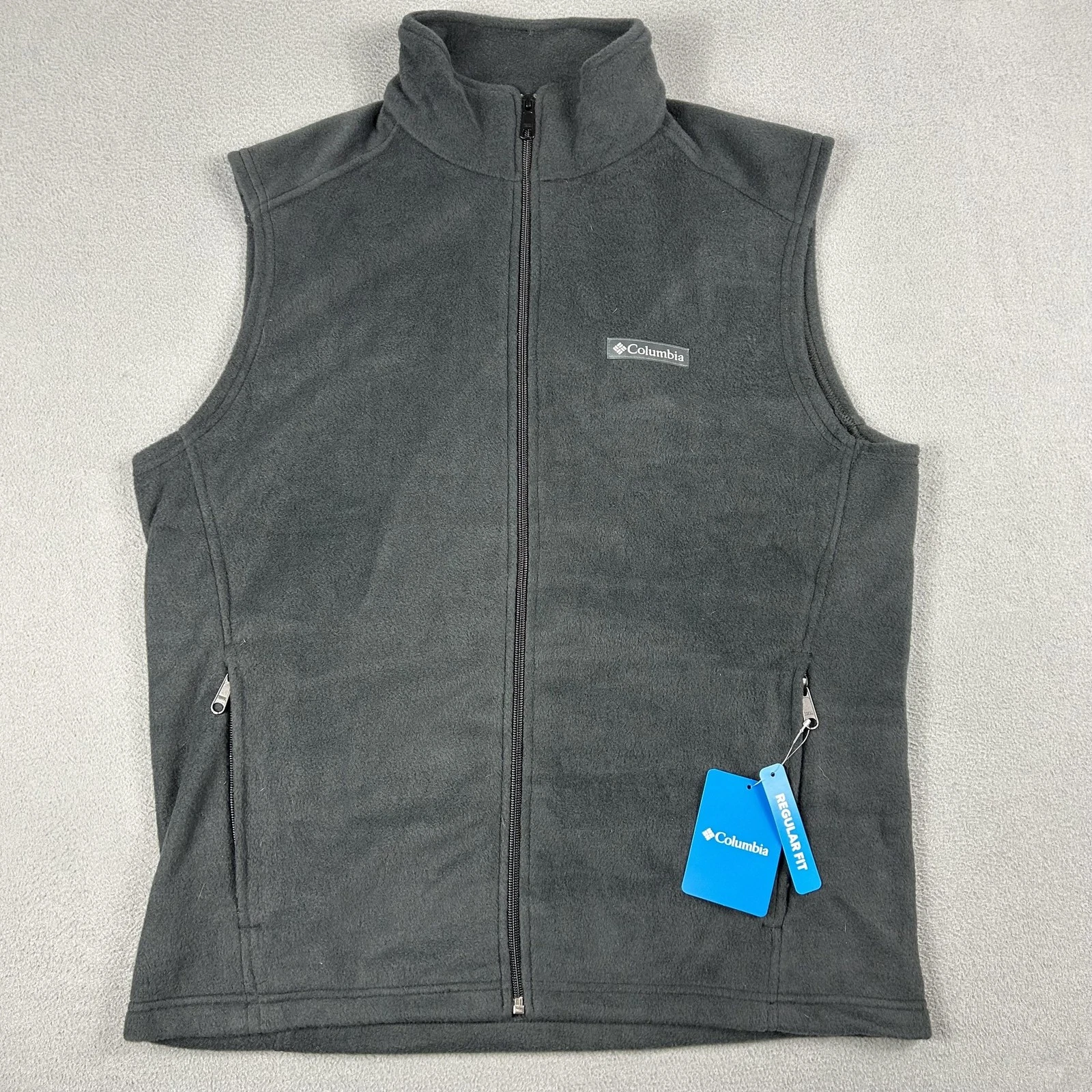 Columbia Steens Mountain Fleece Vest Mens Medium Charcoal Gray Full Zip Pockets