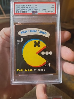 Waka! Waka! Waka! 1980 Fleer PAC-MAN Stickers Rookie Rc Psa 7 #1 Blue Back 