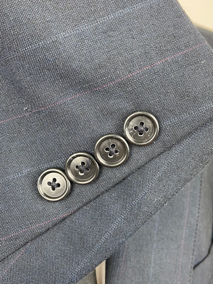 Traje de 2 piezas con pantalones de vestir 36x28 vintage lacrosse 42R azul marino a rayas EE. UU. Foto 4 de 4