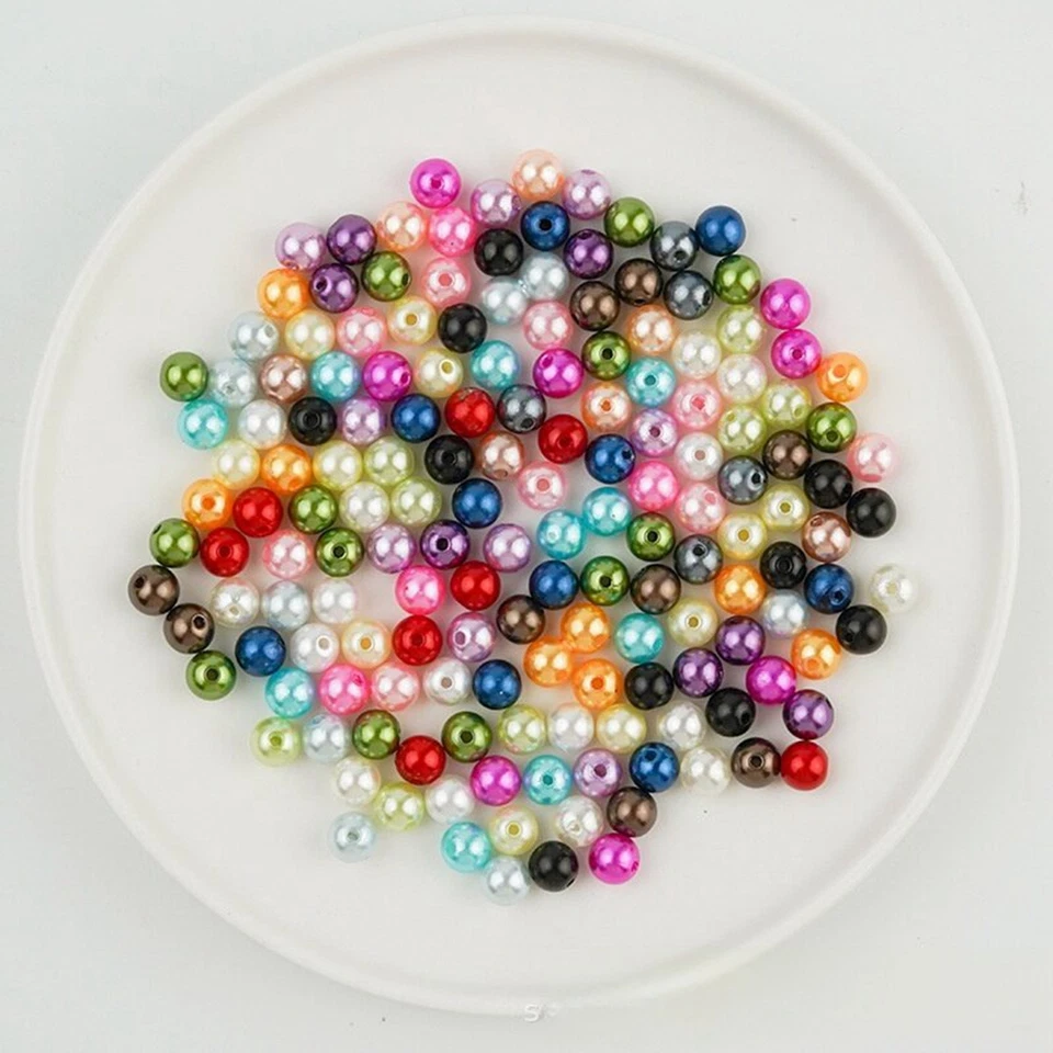 200 пластиковых круглых бусин из искусственного жемчуга 8 мм с имитацией жемчуга для рукоделия ювелирных изделий - Изображение 4 из 4