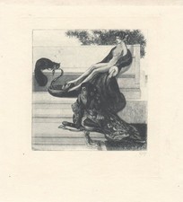 Heliogravüre, ca. 1910  Franz von Bayros 1866-1924 Pelzmantel Akt