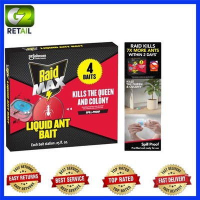 Raid Max Ant Bait Stations - Kills Various Ant Types, Indoor/Outdoor Protection
