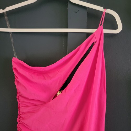 New Nookie Envy Stretch Sexy High Side Slit Maxi Dress Pink Medium - Picture 4 of 12