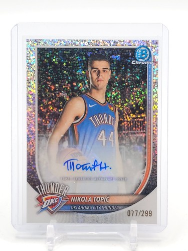 NIKOLA TOPIC 2025-26 BOWMAN CHROME SPECKLE REFRACTOR ROOKIE RC AUTO /299 Q4263
