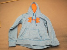 Under Armour Size S Kids Blue Sherpa Long Sleeve Activewear Logo Hoodie 239