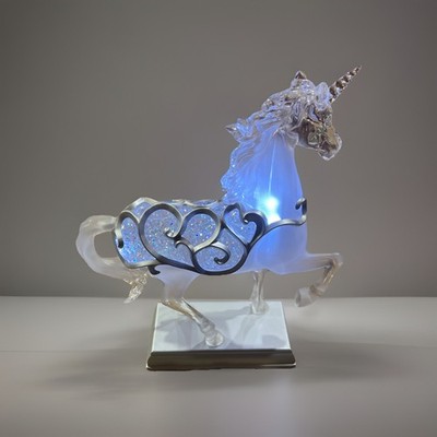 Exclusive Cracker Barrel Unicorn Glitter Figural Light Up Christmas Statue Model