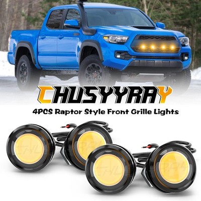 4x Universal Small LED Amber Grille Lighting Kit For Truck SUV  SVT Raptor Style