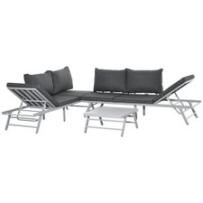 Outsunny 3 Pieces Garden Furniture Sets, 6 Seater Corner Sofa Set with