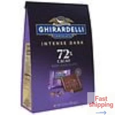 Ghirardelli Intense Dark 72% Cacao Chocolate Squares Bag, 10.5 oz