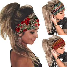 3 Pack Women Wide Elastic Head Wrap Headband Sports yoga Hair Band