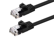 Cat5e Ethernet Patch Cable RJ45 FlatStranded 350Mhz UTP Copper 30AWG 0.5ft Black