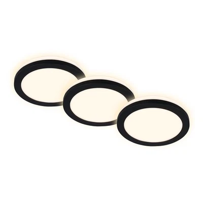 3 x Briloner LED Einbauleuchten Schwarz rund Ø8,6cm IP44 3W Backlight Warm 3000K - Bild 1 von 4