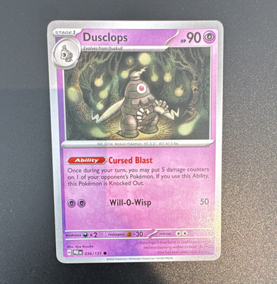 Pokemon TCG Dusclops 036/131 SV Prismatic Evolutions Master Ball Holo 90 HP Eng