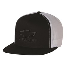 Sombrero de malla Chevy Bowtie Flat Bill - negro/blanco