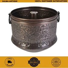 150 Ft Embossed Bronze Antique Finish Hose Holder Pot Storage Container 17Wx14H