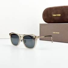 Tom Ford TF971 Sunglasses Transparent Brown Frame Dark Gray Lens New w/ Box