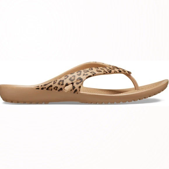 Sandalias chanclas Crocs Kadee II de leopardo para mujer talla 8 marrón tostado cómodas Foto 2 de 4