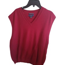 Club Room Estate Merino Men's womens Red V-Neck Sleeveless Sweater Vest XL