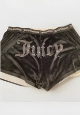 Juicy Couture Mini Shorts XL Black Velour Sleepwear Lounge Rhinestone Juicy