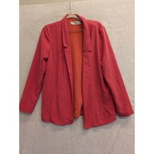 TRAFALUC ZARA Coral Pink Open Front Blazer Jacket Women Size M