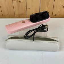 Bopcal Rechargeable Travel Hair Brush Straightener with Case