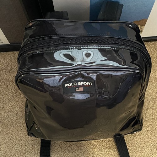 Vintage Ralph Lauren Polo Sport Black Clear See Through Airport Backpack Bag - Picture 4 of 9