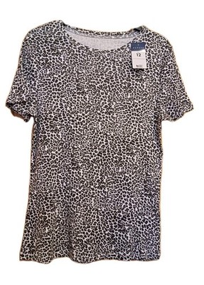 Damen Animal Print T-Shirt schwarz, weiß Größe 12 von Matalan, 100% Baumwolle 