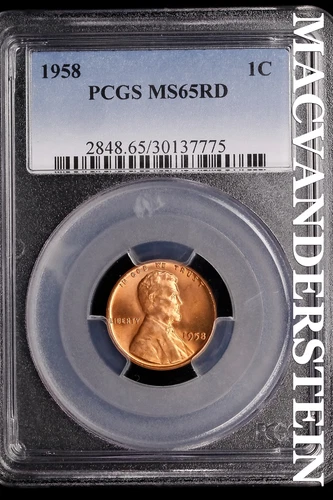 1958 Lincoln Wheat Cent-PCGS MS 65 RD Choice Gem BU No Reserve #SLL269