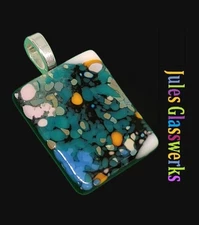 Hand Crafted  Fused Glass Pendant W/Chain  #1239