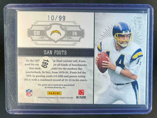 2011 National Treasures Dan Fouts Timeline Materials Team Name Patch #10/99 - Picture 2 of 2