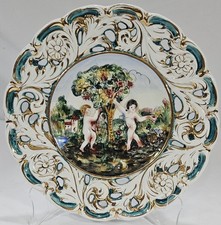VTG PRISTINE 9.75" Capodimonte Hand-Painted Hanging Decorative Porcelain Plate