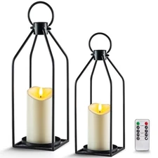 Homemory Modern Halloween Farmhouse Lantern Decor with Waterproof Black