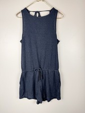 Prana Gray Jersey Knit Striped Sylvie Sleeveless Romper Women's Size Medium