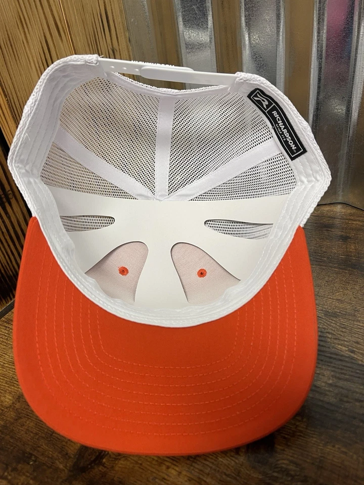 Sombrero de camionero Richardson 112 Eagle parche de cuero hecho a medida naranja/blanco Foto 4 de 4