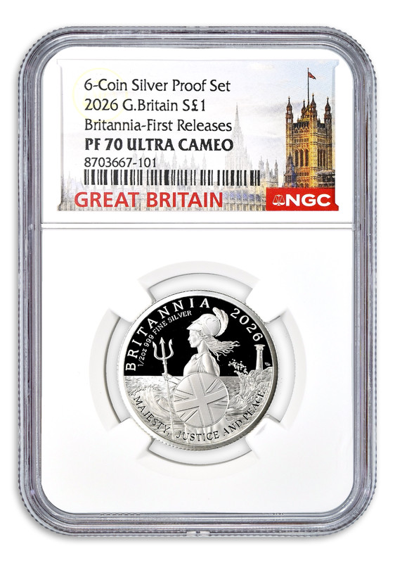 2026 £1 Great Britain Silver 1/2 oz Proof Britannia NGC PF70 First Releases