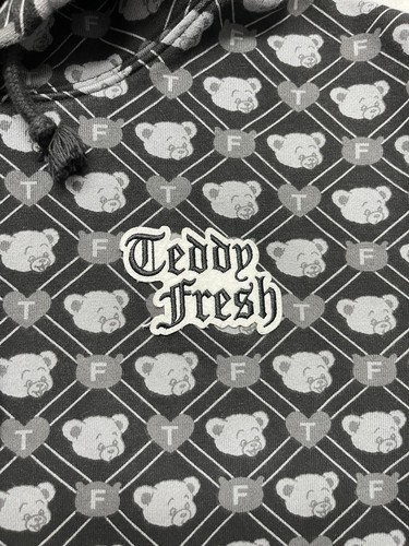 Teddy Fresh Hoodie Men Black Gray Medium Fleece Geometric Teddys Sweatshirt - Picture 11 of 21