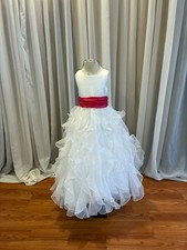 flower girl dress white/azelia waistband size 4 sweet beginnings
