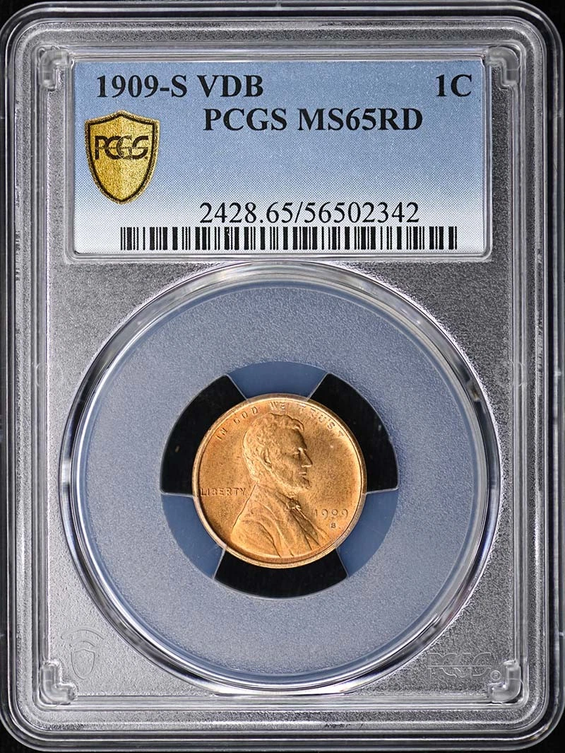 1909-S VDB 1C Lincoln Cent - Type 1 Wheat Reverse PCGS MS65RD
