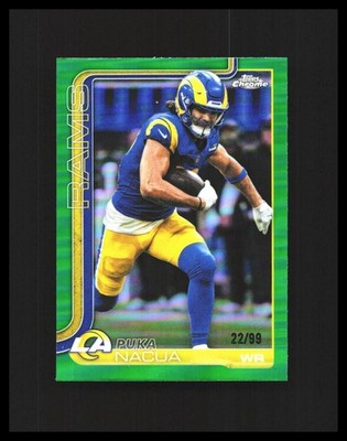2025 Puka Nacua - Topps Chrome Green Refractor /99 #166 Los Angeles Rams 