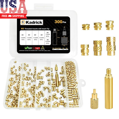 300 Pcs M3 Threaded Inserts for Plastic with Heat Set Tip,M3*(3Mm-10Mm Hight)*4.