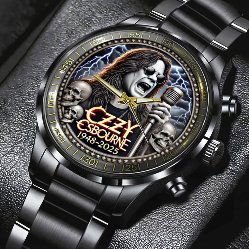 Ozy Osbourne 1948-2025 Black Stainless Steel Watch | eBay