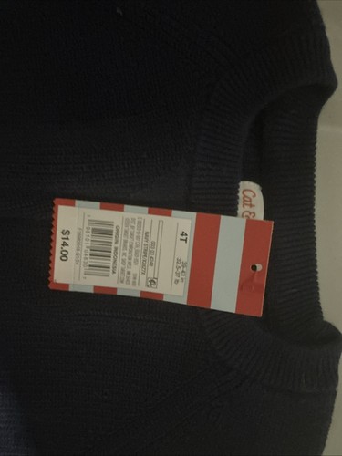 Cat & Jack Blue & White Stripe T4 Long Sleeve Sweater - Bild 2 von 2