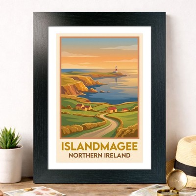 Islandmagee, Nordirland Reise Poster Giclée Kunstdruck